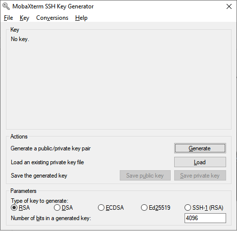 Create SSH key pair with windows - step 1