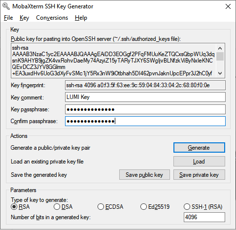 Create SSH key pair with windows - step 3